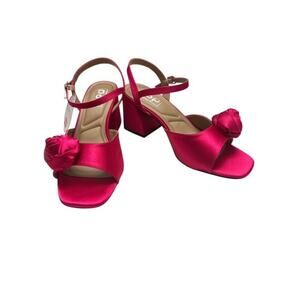 Pop Shaea Fuchsia Pink 9.5 Shoes JCP Sandals 3" Heels Extra Comfort Shiny Rose